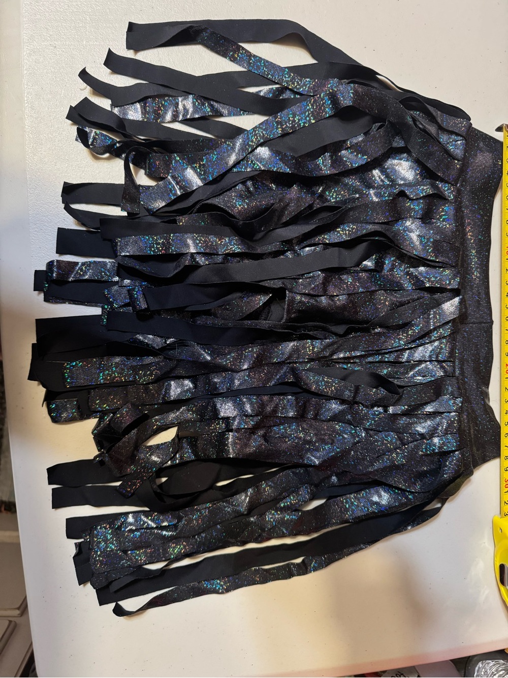 Coquetry holographic fringe black skirt size XXS